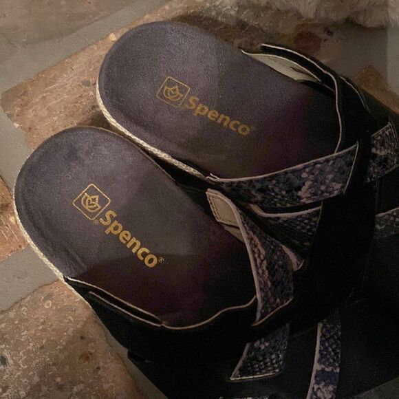 Spence size 7 strappy snake print and black slide ons - Picture 3 of 7